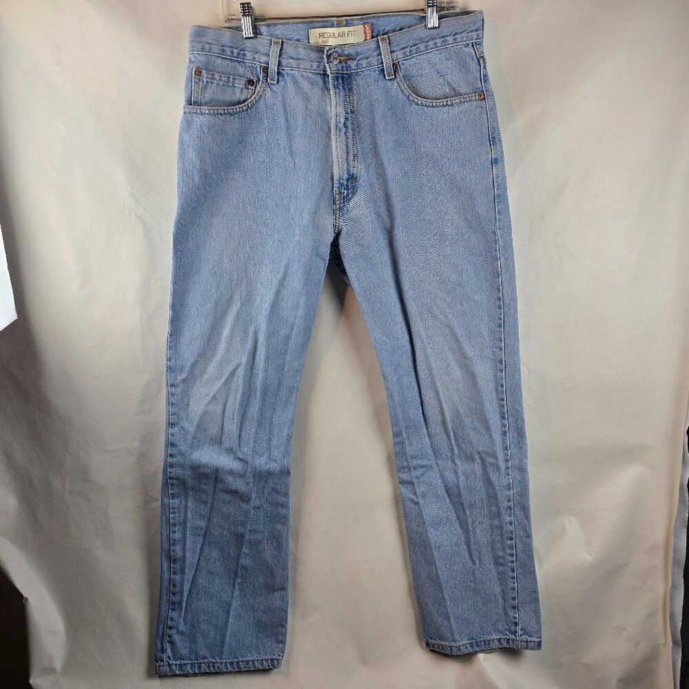 Levi's 505 Jeans Mens 36x30 Blue Denim Light Wash Straight Leg Classic Normcore